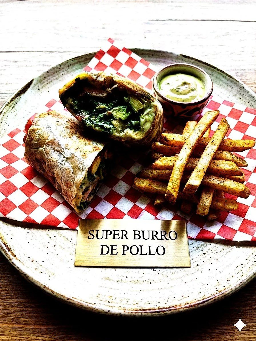 Super Burro de Pollo con papas